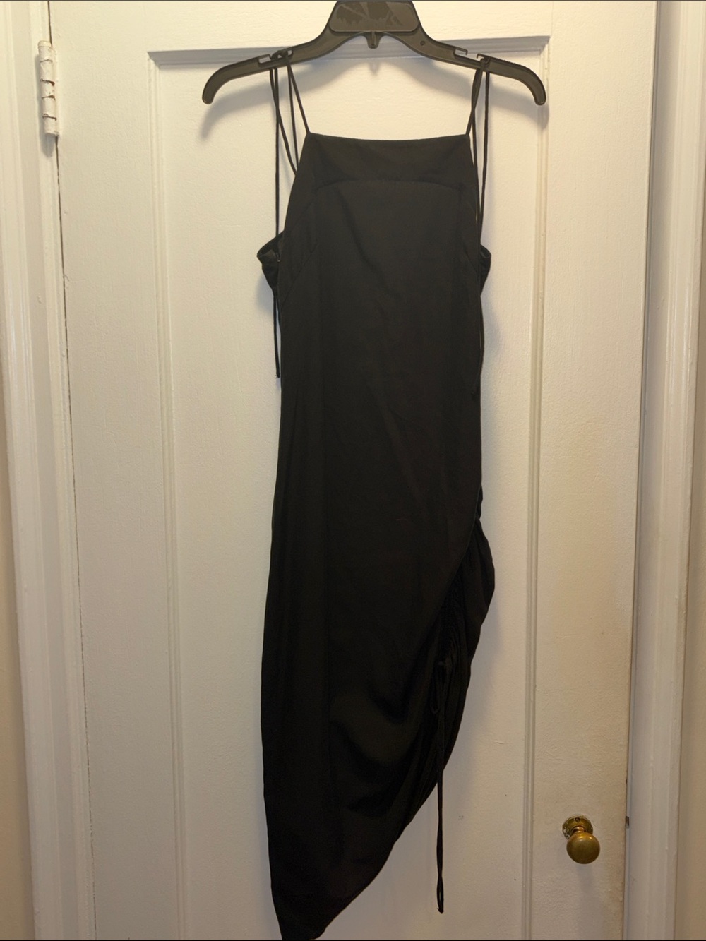 H&M Black Asymmetrical Slip Dress with Spaghetti Straps